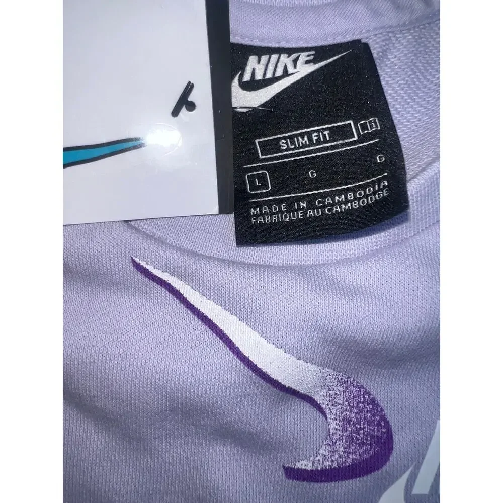 Nike Girl's Purple French Terry White All Over Swoosh Tank Top size Large NEW